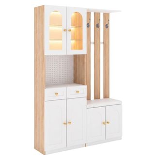 Urban Meuble Zapatero blanco 2 puertas abatibles, dise&ntilde;o de lamas