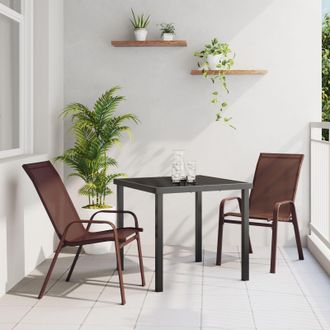 Berkfield Home 3 Piece Garden Dining Set Brown Textilene & Steel