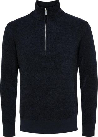 Selected Rodney High Neck Half Zip Pullover - Heren - Coltruien - Blauw - M - Truien & Vesten