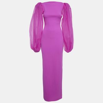 Solace London Purple Crepe & Organza Karla Maxi Dress