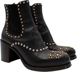 Prada Black Studded Western Boots Size 37