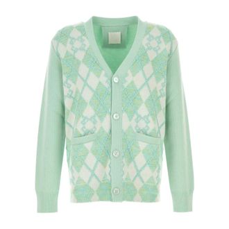 Givenchy Cardigans, female, Green, Size: L V Neck Cardigan Integral Pockets