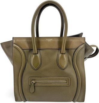 Celine Luggage Smooth Leather Khaki Leather Handbag (Pre-Owned)