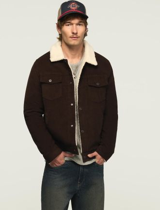 Lucky Brand Mens Sherpa Lined Corduroy Jacket