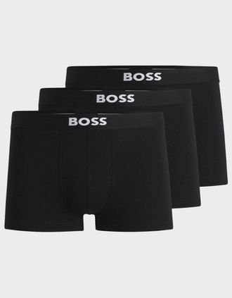 HUGO BOSS Mens BOSS Orange 3-Pack Mens Stretch-Cotton Trunks with Logo Waistbands - Black 001 - Size: 35/34/32