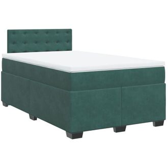 vidaXL Vidaxl - Cama Box Spring Con Colch&oacute;n Terciopelo Verde Oscuro 120x190 Cm