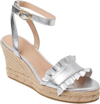 Jack Rogers Rozette Ruffle Wedge Leather Sandal