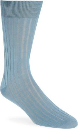 Canali Cotton Rib Dress Socks in Blue at Nordstrom, Size Medium