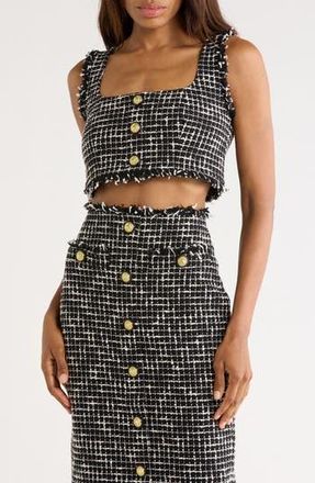 L'agence Maylin Tweed Bralette Crop Top in Black/Ecru at Nordstrom Rack, Size Xx-Large