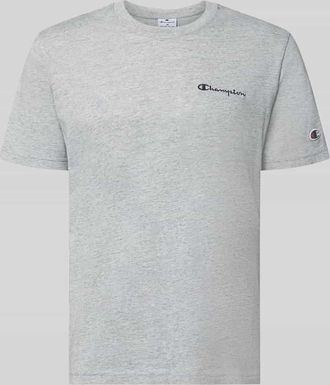 Champion T-Shirt mit Logo-Stitchings Modell ICONS CONTRAST in Hellgrau Melange, Gr&ouml;&szlig;e XXL