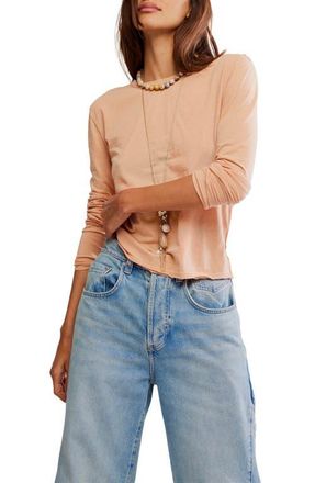 Free People Nova Long Sleeve T-Shirt in Peached Copper at Nordstrom, Size Medium
