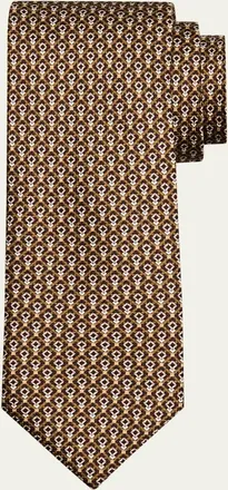 Brioni Mens Micro-Geometric Silk Tie