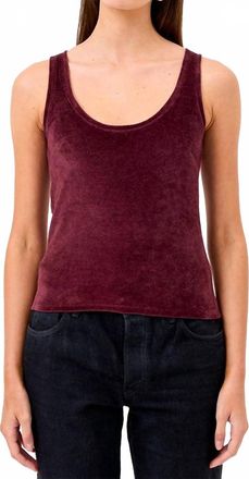 Goldie London Velour Tank In Bordeaux