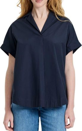 French Connection Cotton Poplin Popover Top in Marine at Nordstrom, Size X-Small