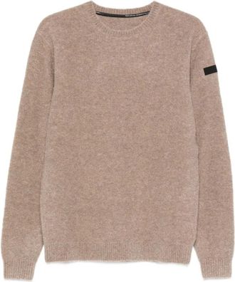 Roberto Ricci Design Rondgebreide trui - Heren - Ronde hals truien - Bruin - XL - Wol - Truien & Vesten