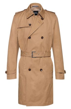 HUGO BOSS Mens H-Hyde Trench Coat in Beige Cotton - Size 40 (Chest)