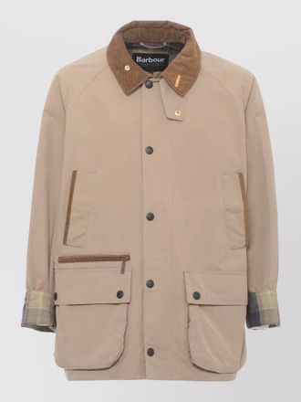 Barbour cotton blend short jacket corduroy collar