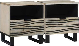 vidaXL Armadio da Notte 2 pcs Bianco e nero 40 x 33 x 46 cm - Vidaxl