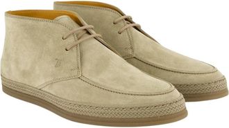 Tod's Bottine en cuir de veau velours - Heren - Veterlaarzen - Beige - 42 1/2 EU - Leer - Schoenen