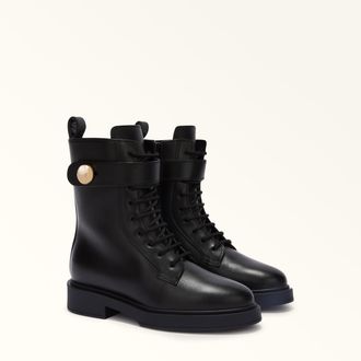 Furla Sfera Stivaletti Stringati Nero Nero Vitello Donna