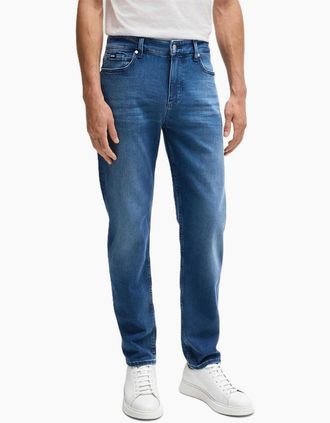 HUGO BOSS Mens Mid Rise Slim Fit Five Pocket Jeans - Blue - Size: 34W xl