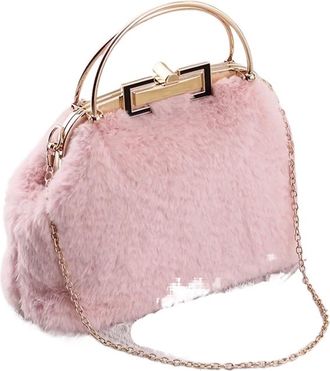 Generic Womens Plush Bags Handbag Womens Shoulder Crossbody Chain Bag(Pink)
