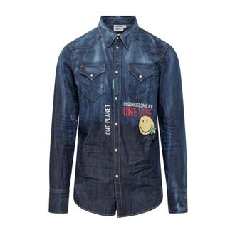Dsquared2 Heren, Overhemden, Blauw, Maat: M Denim
