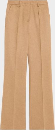Max Mara Carbone Pleated Wool Straight-Leg Trousers