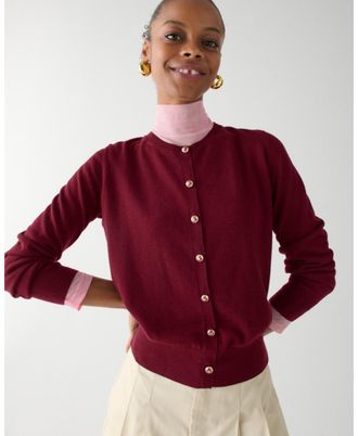 Kate Spade New York Womens Flower Button Lightweight Cardigan - Red Wool - Size Medium