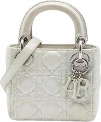 Dior Pre-owned Lady Dior - Dames - Vintage Mini Tas - Grijs - ONE Size - Leer - Vintage
