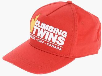 Dsquared2 Cotton Gabardine CLIMBING TWINS Cap with Embossed Detail size Unica