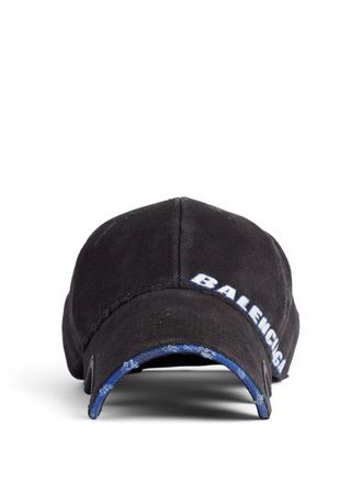 Balenciaga Tilted Typo Cap In Cotton Drill Accessories
