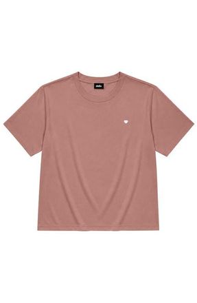 Dalix Lil Heart Relaxed Midweight Jersey Tee in Hazy Pink at Nordstrom, Size Xx-Large
