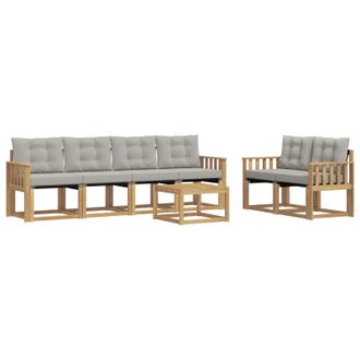 vidaXL Conjunto De Sof&aacute;s De Exterior 7 Pcs Blanco Y Gris Claro Vidaxl