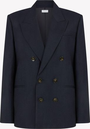 Serena Bute Cashmere Blend Double Breasted Blazer - Navy Blue