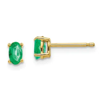 Diamond2Deal 14k Yellow Gold Emerald Earrings
