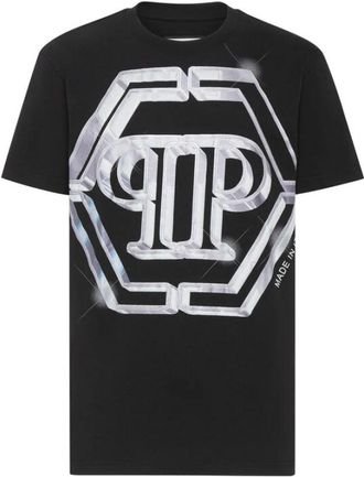 Philipp Plein Katoenen T-shirt met Iconisch Logo - Heren - T-shirts - Zwart - XL - Katoen - Tops