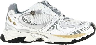 Versace Dynamic Mesh and Calf Leather Sneaker with Greek Key Patterns