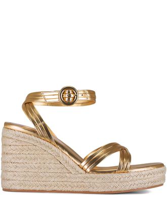 Gianvito Rossi Mekong strappy buckle espadrilles - women - Calf Leather/Calf Leather/Rubber - 39.5 - Gold