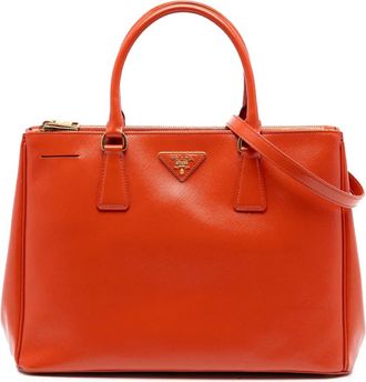 Prada Borsa a tracolla Saffiano Vernice Galleria con doppia zip 2000-2025 - Arancione