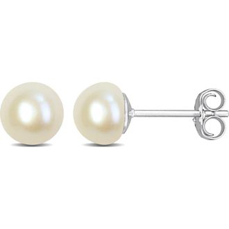Delmar Cultured Pearl Stud Earrings in White at Nordstrom Rack