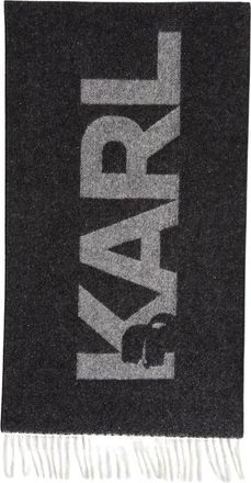 Karl Lagerfeld K/Essential Sjaal - Dames - Wintersjaals - Zwart - ONE Size - Wol - Accessoires
