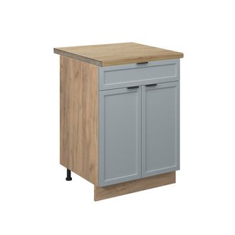 Vicco Mueble Bajo De Cocina Fame-line, Azul Claro-gris, 60 Cm Con Caj&oacute;n, Et Roble Vicco