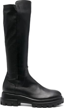 AGL Chunky Sole Laarzen voor modebewuste vrouwen - Dames - Hoge Laarzen - Zwart - 41 EU - Leer - Schoenen