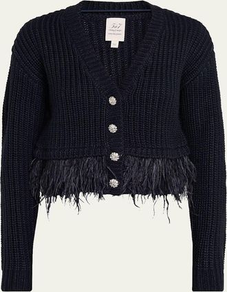 Cinq &agrave; Sept Krissi Feather-Trim Cardigan