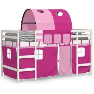 vidaXL Kids Loft Bed with Tunnel without Mattress Pink 90x200cm Vidaxl
