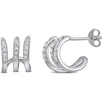 Delmar Lab-Created White Sapphire Huggie Hoop Earrings at Nordstrom Rack
