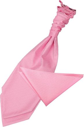 DQT Men Greek Key Patterned Wedding Cravat and Hanky Baby Pink