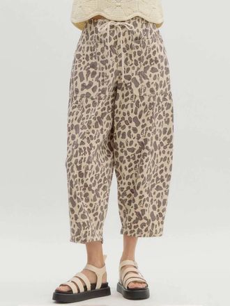 Entro Leopard Pattern Mid-Rise Balloon Pants In Beige