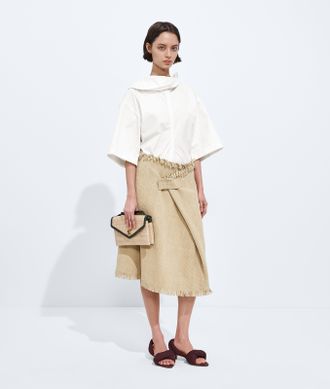 Bottega Veneta Mini Intreccio Suede Leather Skirt - Beige - Women - 0
